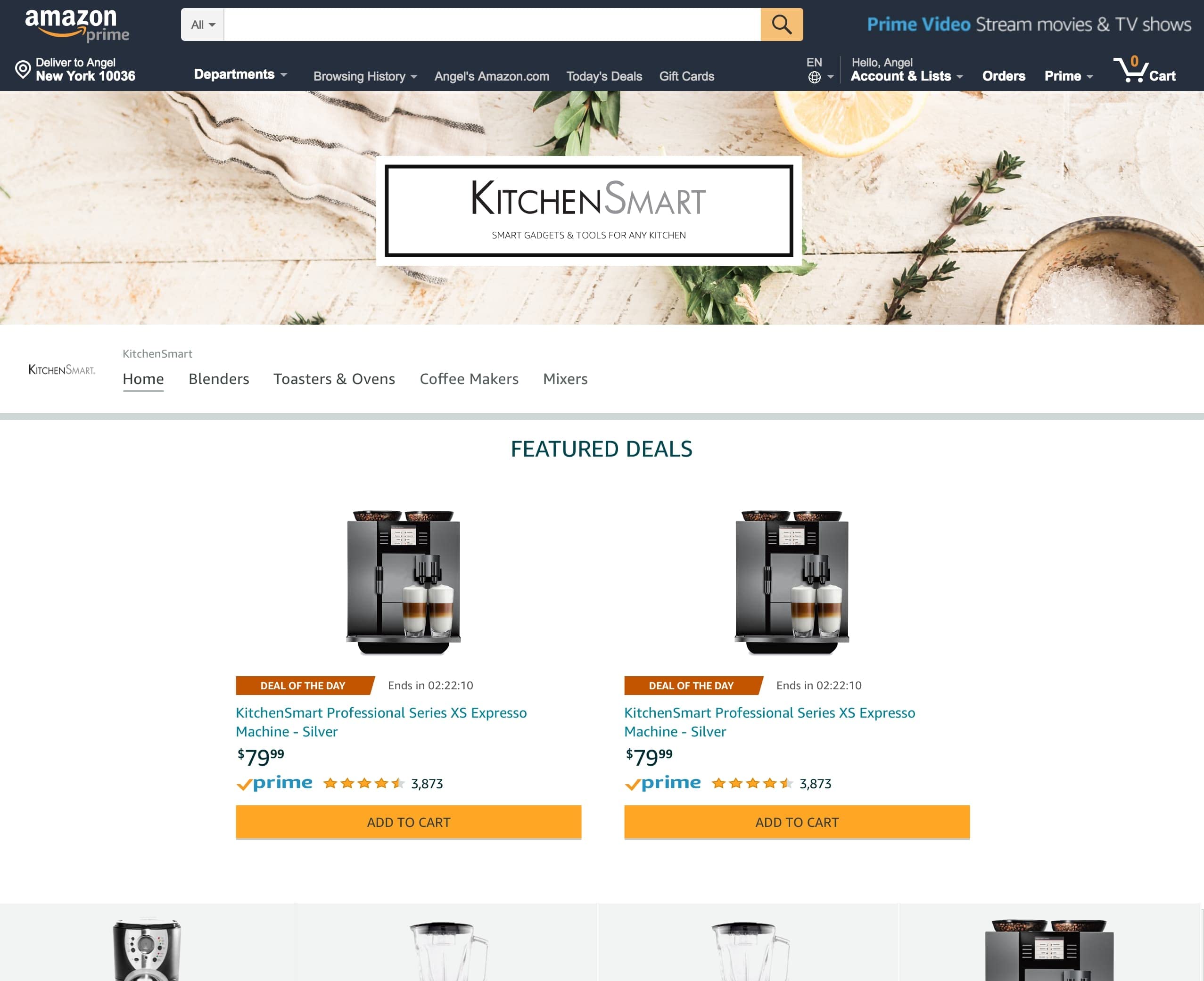 tra i riquadri prodotto, questo è un esempio di modulo per amazon brand store con offerte in primo piano
